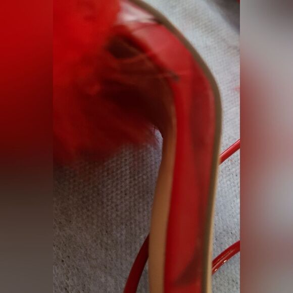 NWOT Shein Women's Red Clear Stiletto Heel Red Feather Red Leg Ties Size 8.5 - Picture 7 of 8